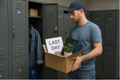 Employee leaving on last day with belongings